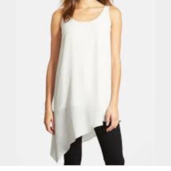 Eileen Fisher Tops - Eileen Fisher Silk Tunic Asymmetric Cream Top